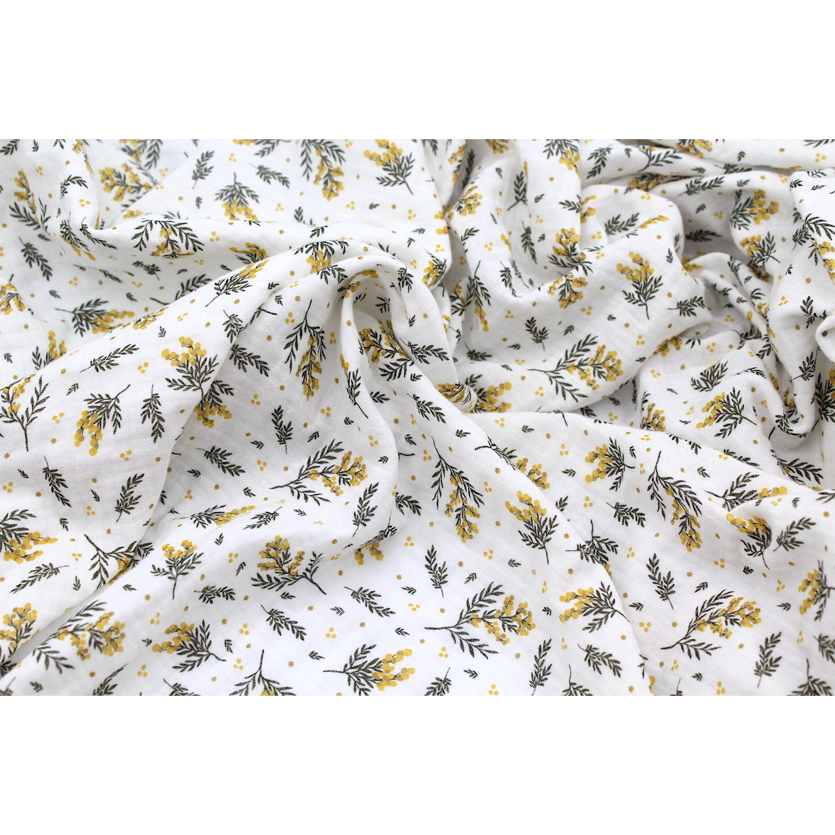 Double gaze de coton BIO motif exclusif Mimoza mimosa Double gaze de coton BIO motif exclusif Mimoza mimosa