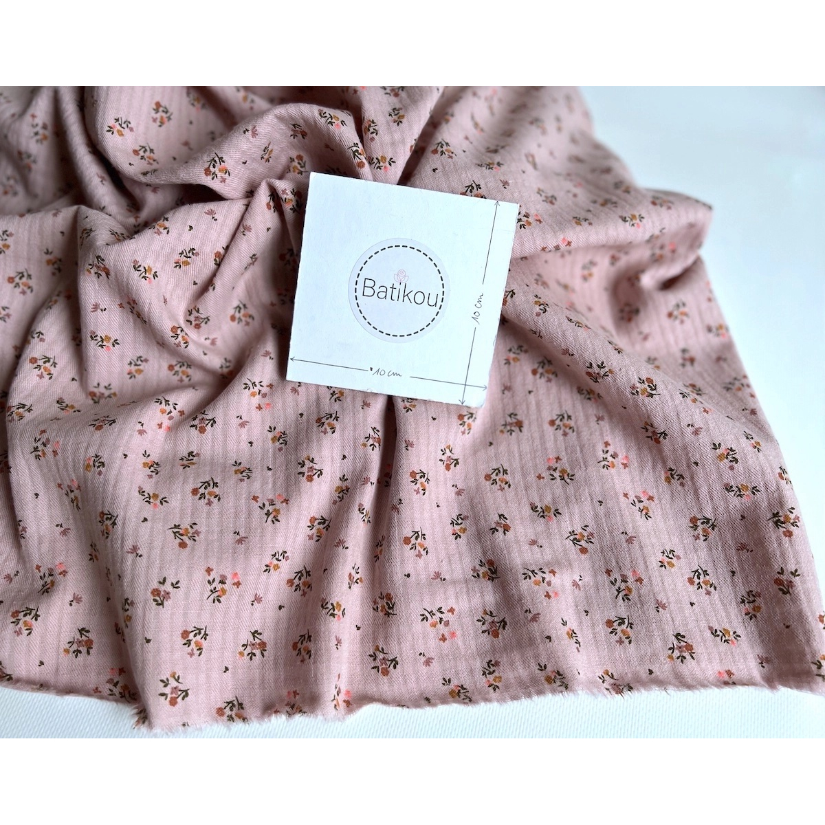 Seersucker / Coton gaufré doux rose thé motif fleuri Batikou - 4 Seersucker / Coton gaufré doux rose thé motif fleuri Batikou - 4