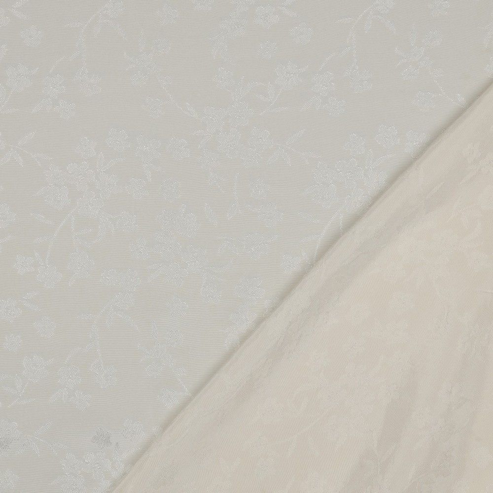 Jasmine - Viscose tissage jacquard fleuri écru
