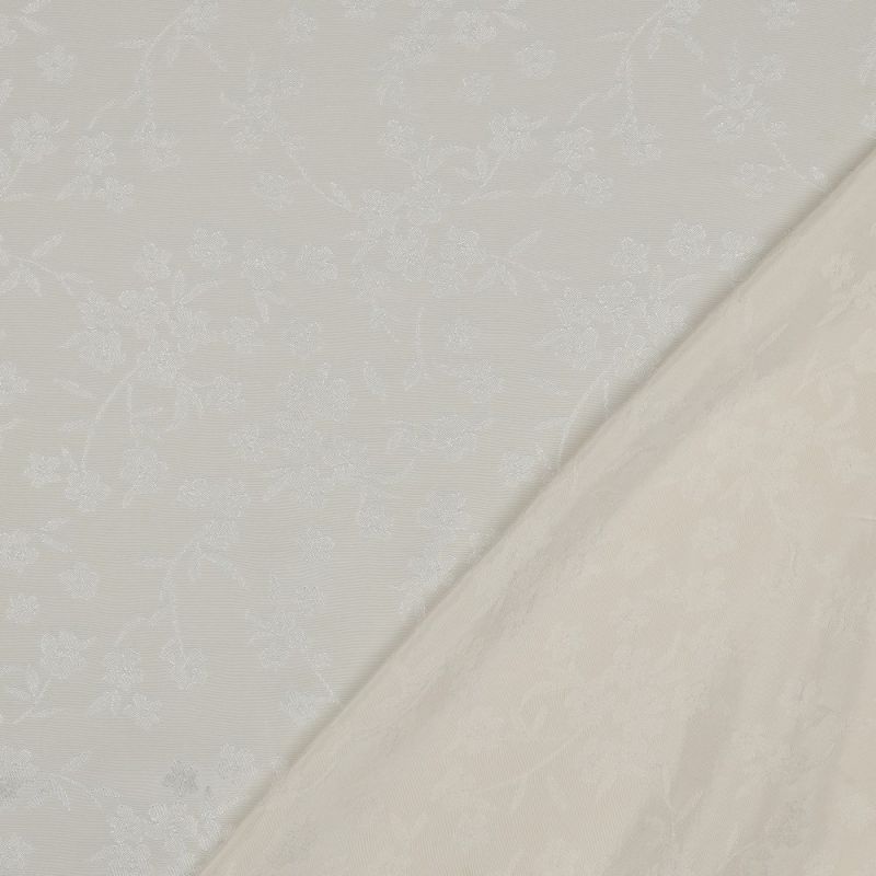 Jasmine - Viscose tissage jacquard fleuri écru