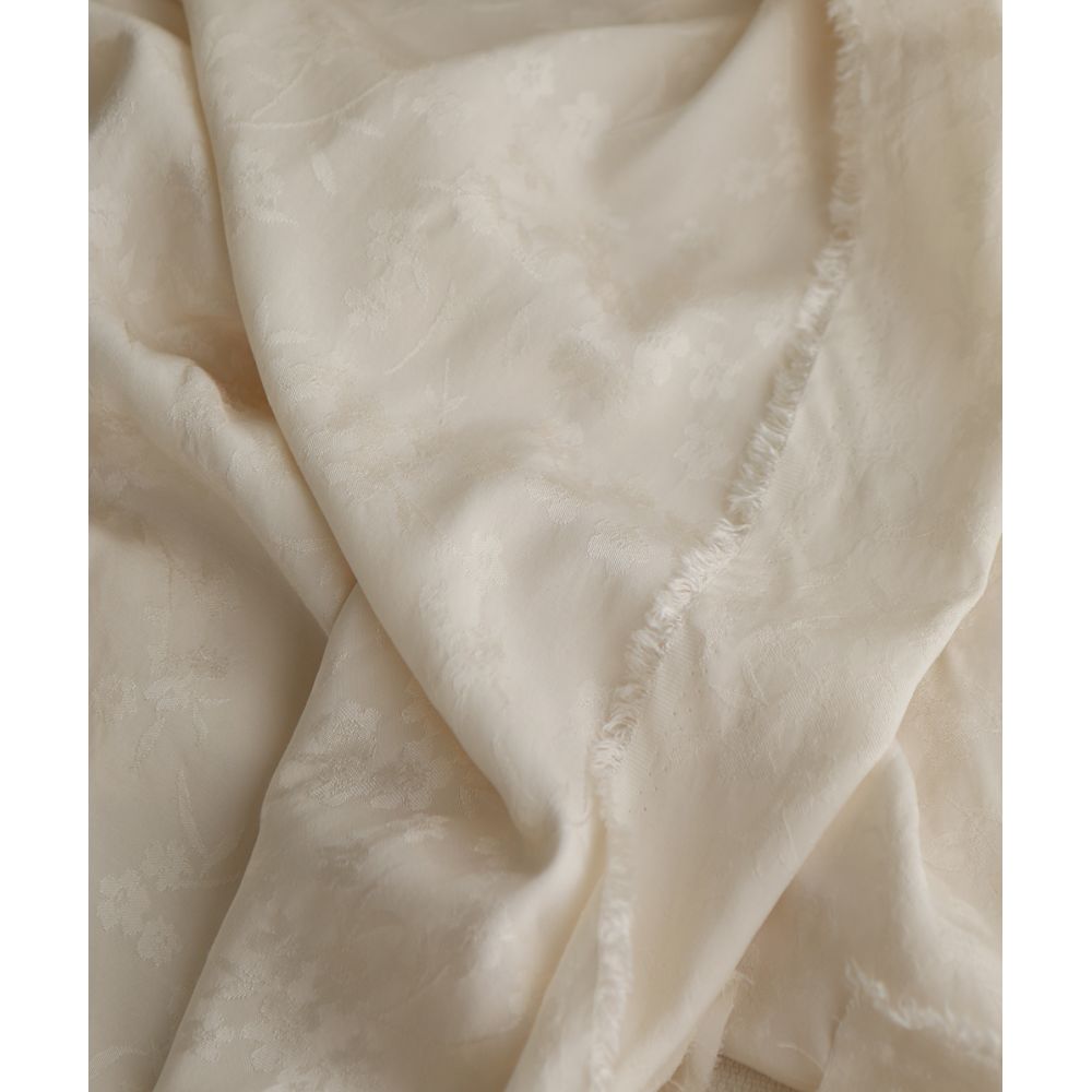 Jasmine - Viscose tissage jacquard fleuri écru