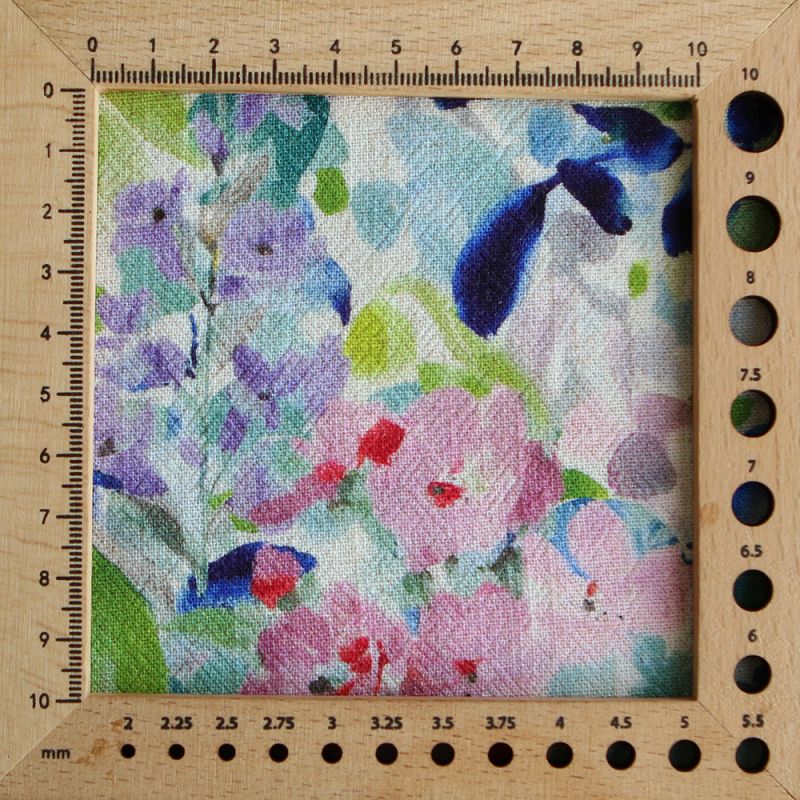 Crêpe lin et viscose imprimé fleuri bleu et vert