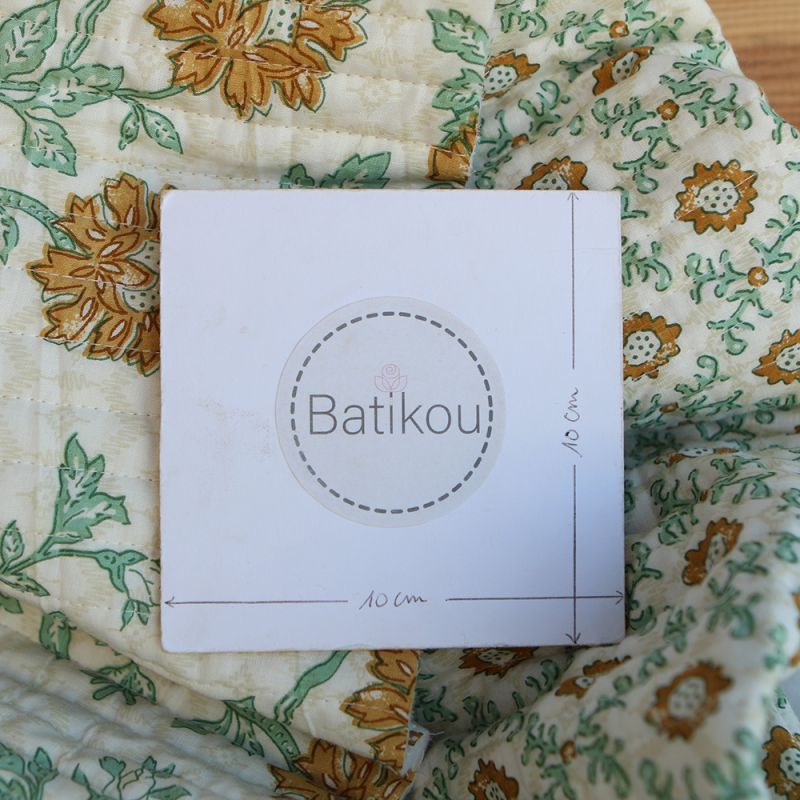 Jivan - Tissu indien matelassé double face coton hand block largeur 100cm