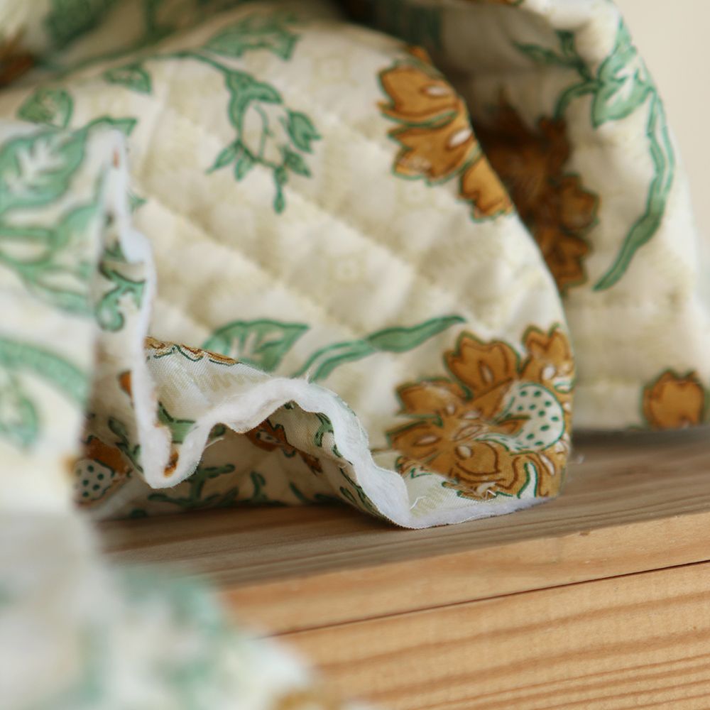 Jivan - Tissu indien matelassé double face coton hand block largeur 100cm