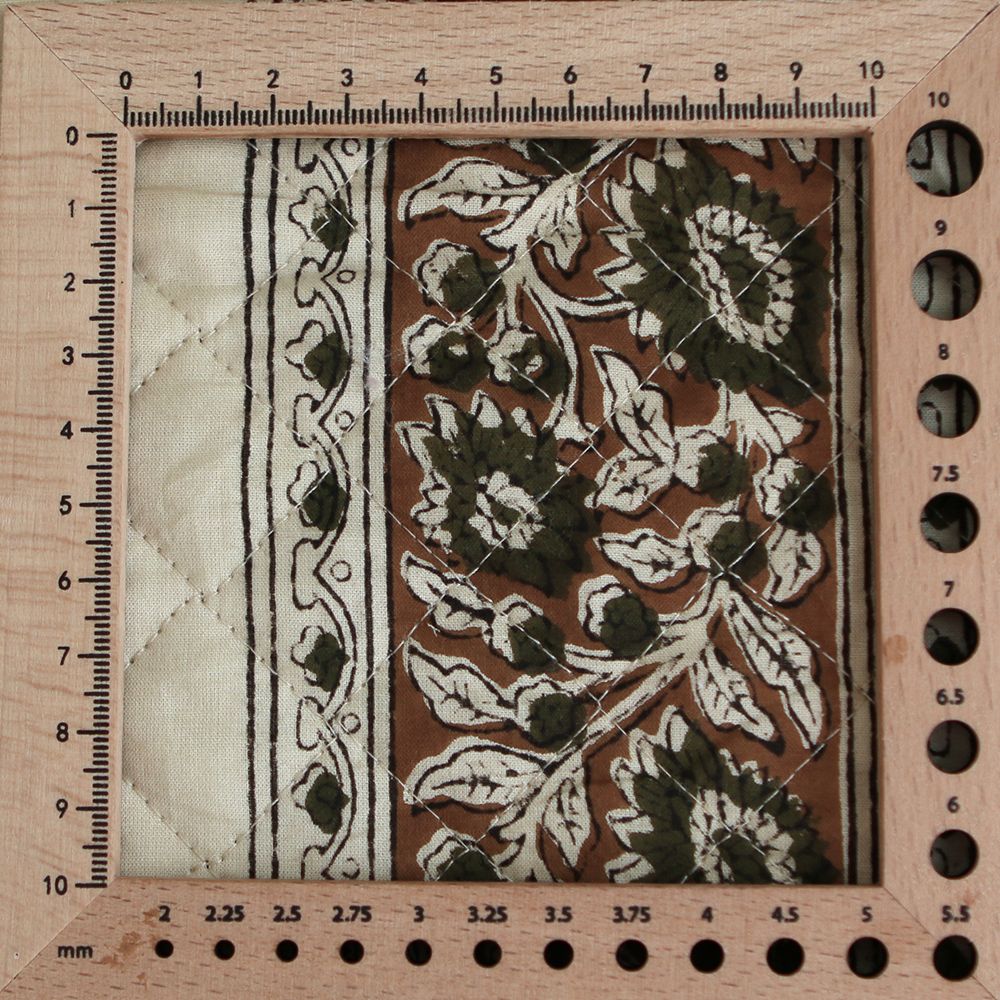 Neela - Tissu indien matelassé double face coton hand block teal largeur 100cm