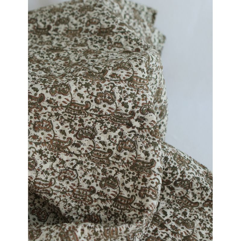 Neela - Tissu indien matelassé double face coton hand block teal largeur 100cm